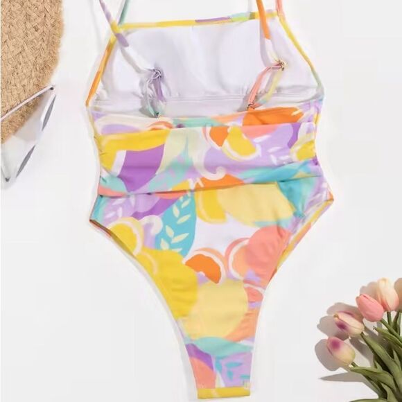 NWT Cupshe Luminescent Belted O Ring Square Neck One Piece Swimsuit Sz M - Picture 5 of 10